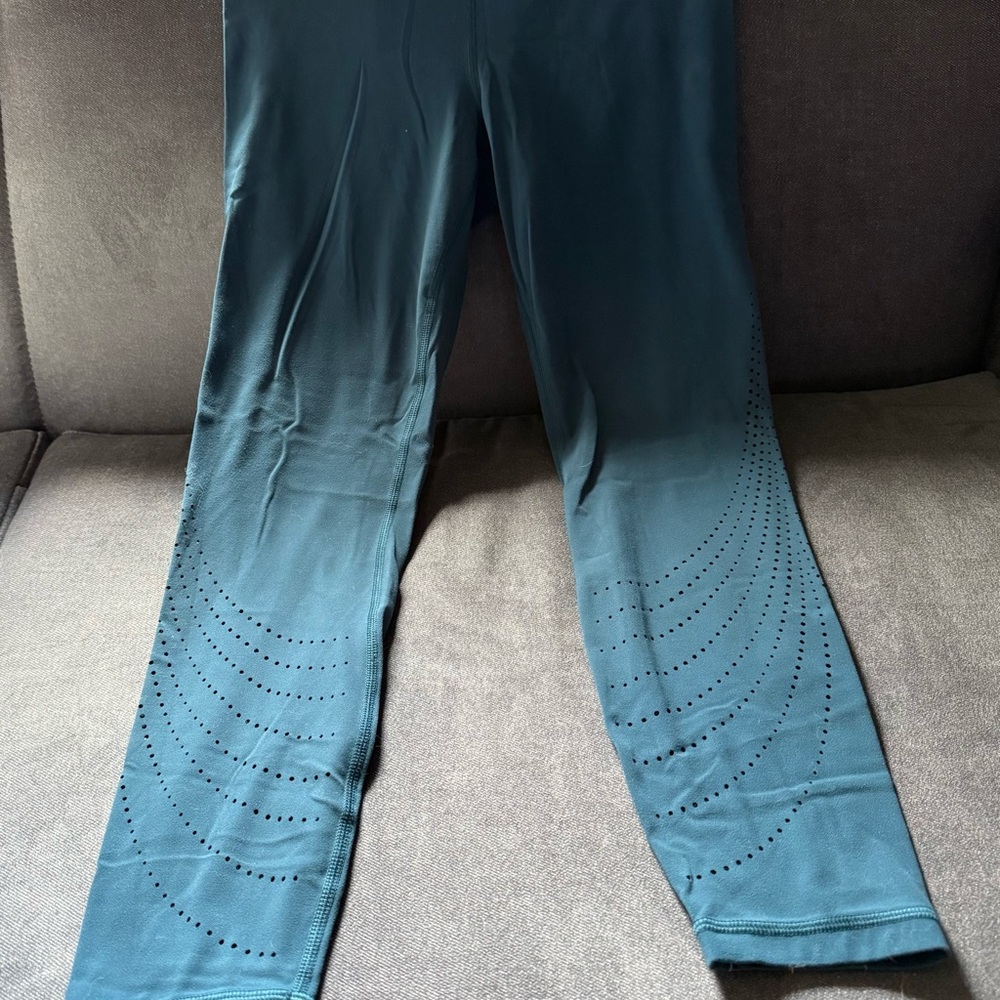 Athleta Teal Leggings with Perforated Design